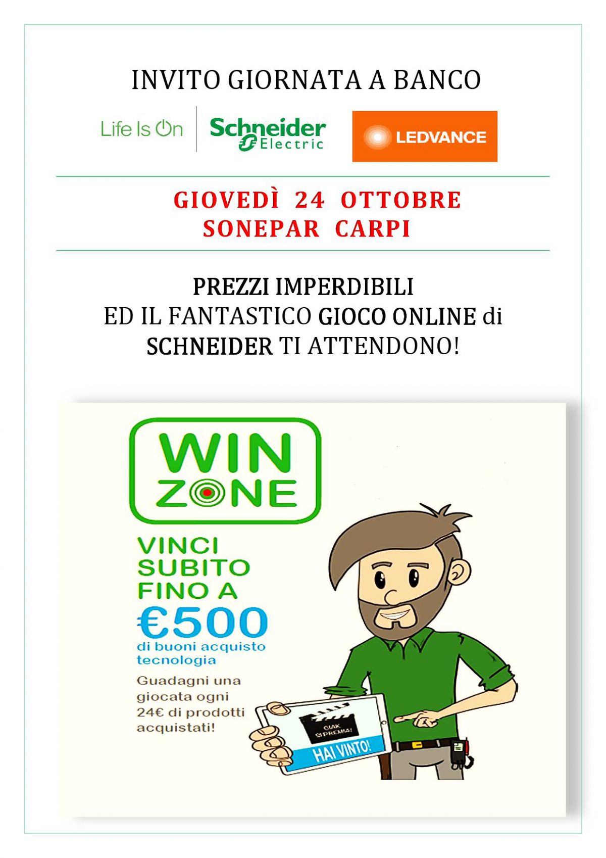 giornata a banco SONEPAR CARPI 24 ott 2019 schn E LED