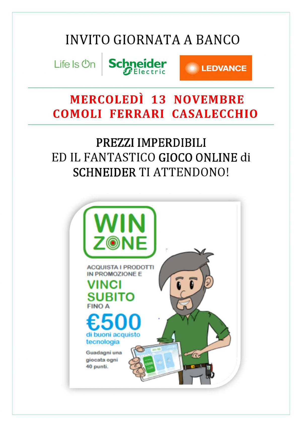 giornata a banco comoli 13 novembre 2019 schn E LED