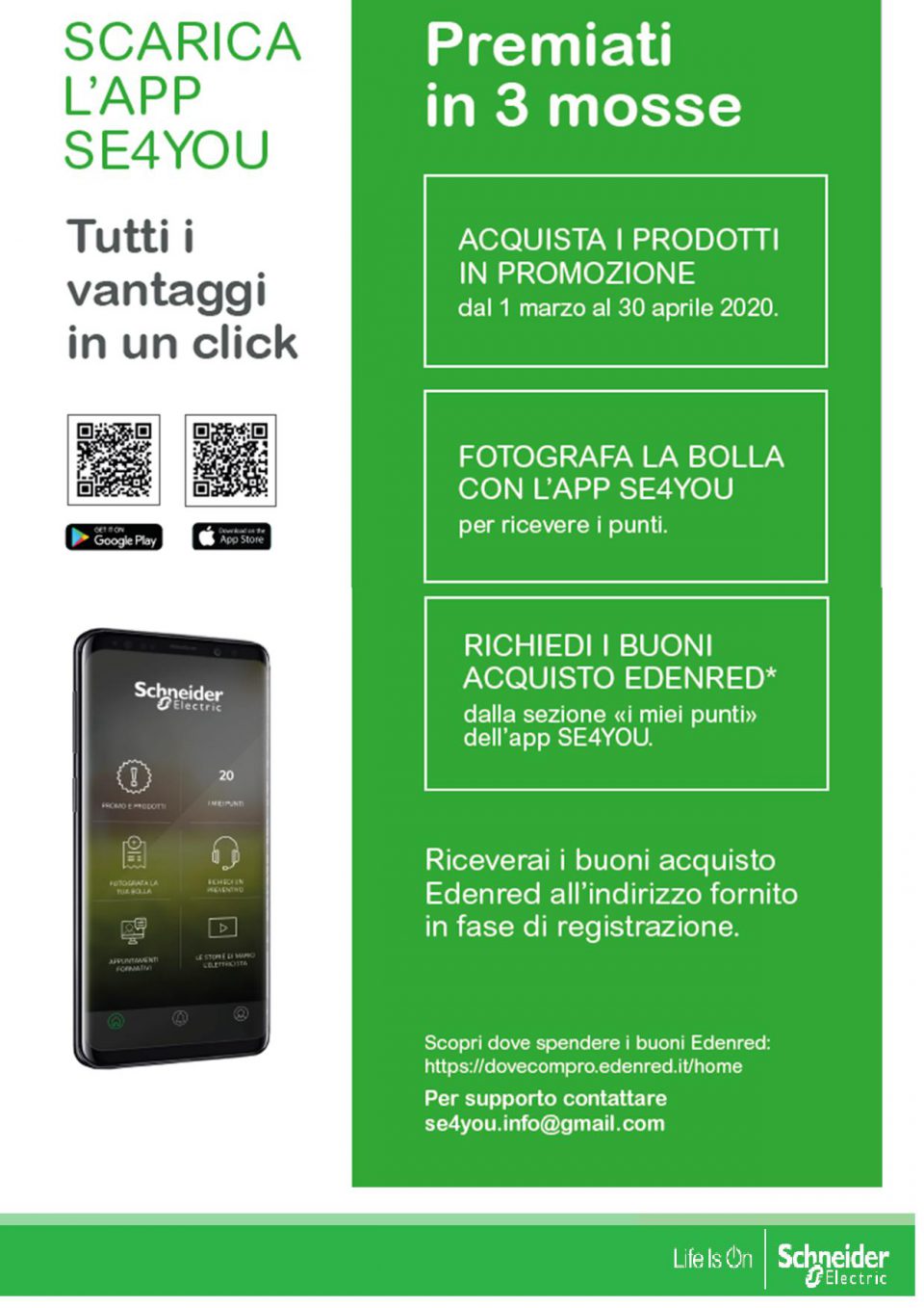 Promo Schneider L'emergenza premia tre volte. Marzo aprile 20204